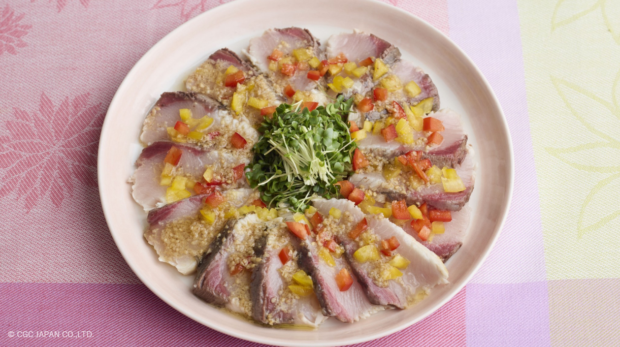 ぶりの焼きカルパッチョ レモンごまソース.png